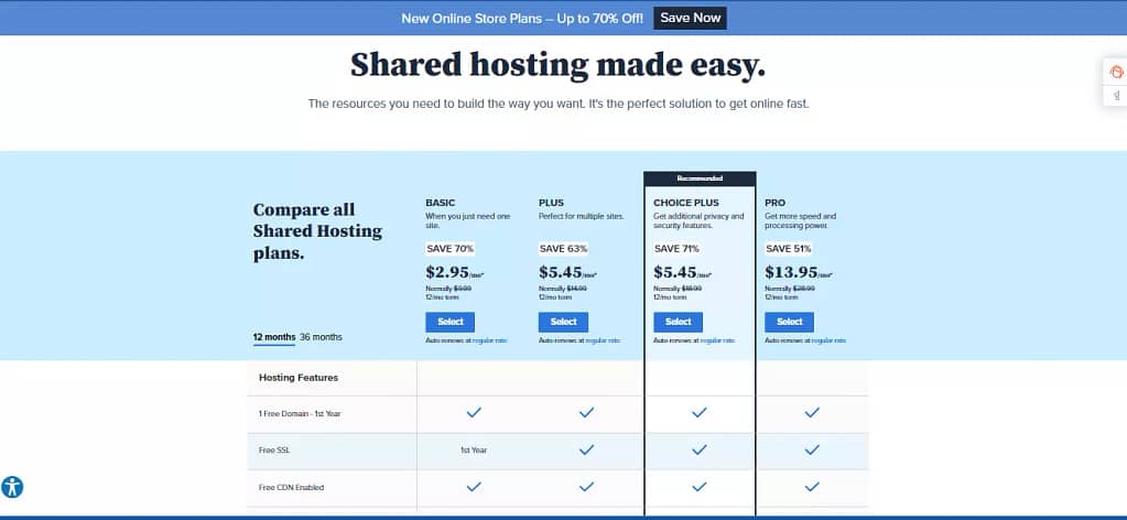 BlueHost Pricing 